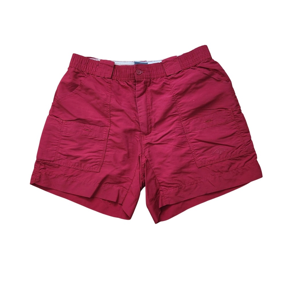 AFTCO Bluewater M01 Mens Red Nylon Original Fishing Shorts Size 32 Pliers Pocket